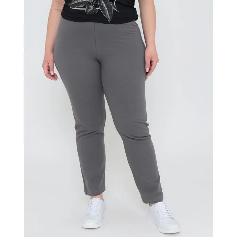 Calça Fitness Moletom Feminina Plus Size Cinza G2