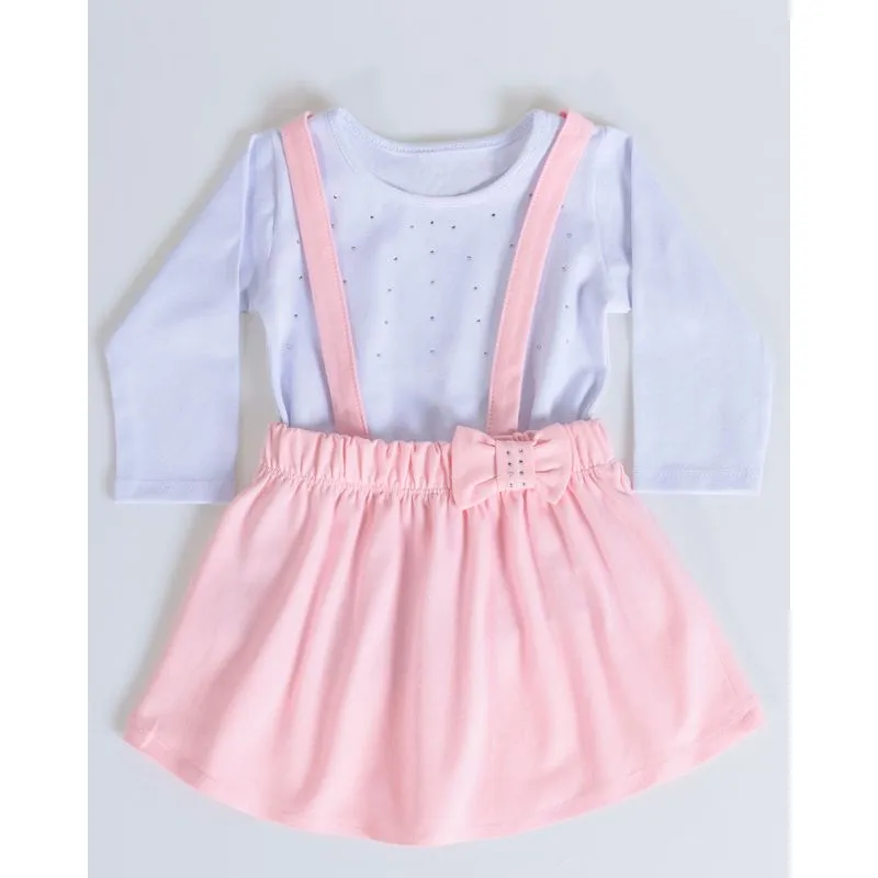 Conjunto Bebê Blusa e Salopete Strass Rosa Claro G