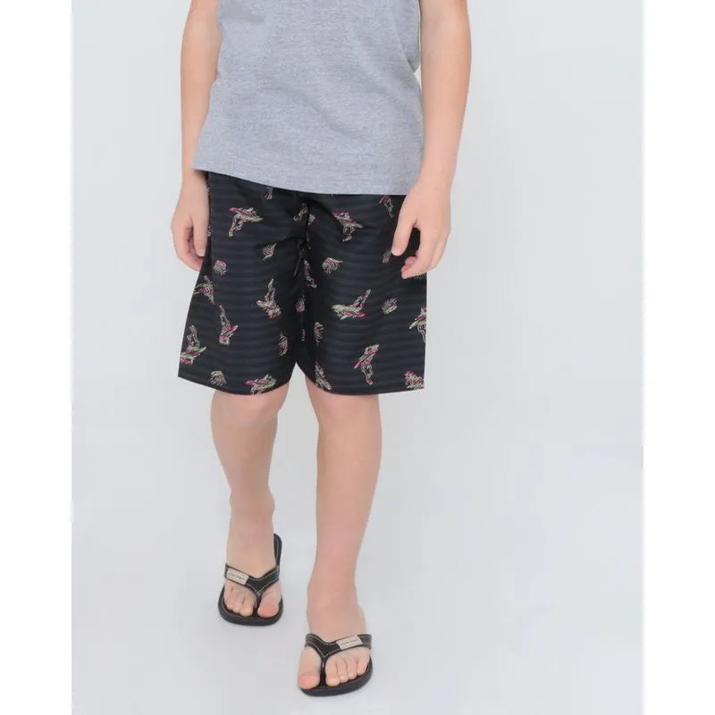 Bermuda Infantil Elástico Estampada Surf Preta 6
