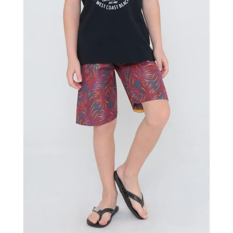 Bermuda Infantil Elástico Estampada Folhas Vermelha 4