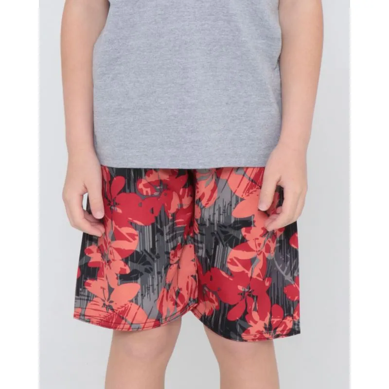 Bermuda Infantil Elástico Estampada Floral Vermelha 6