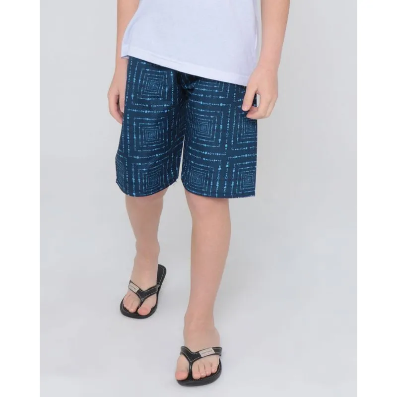 Bermuda Infantil Elástico Estampada Azul Marinho 8