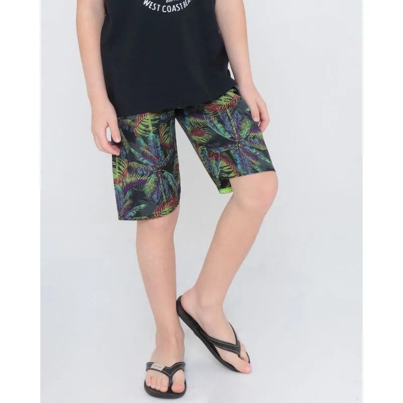 Bermuda Infantil Elástico Estampada Folhas Verde Neon 8