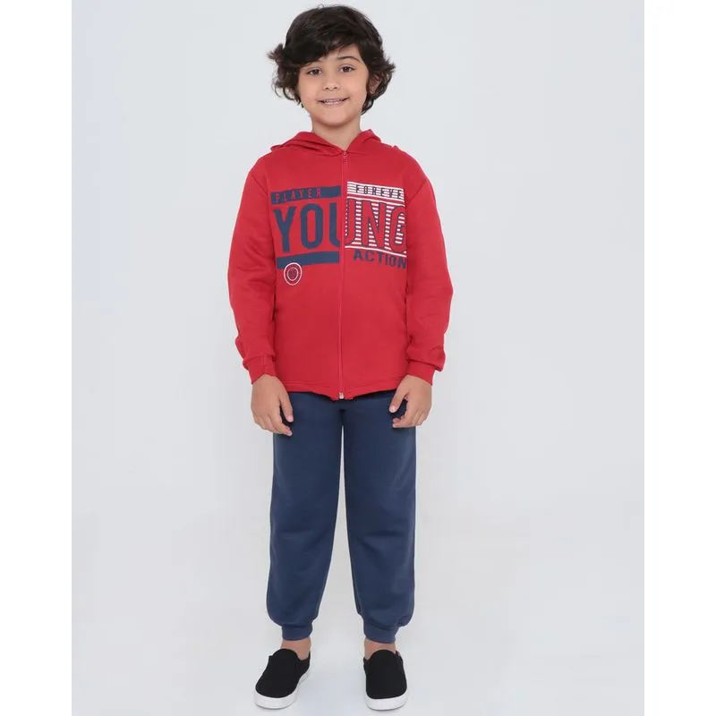 Conjunto Moletom Infantil Com Capuz Vermelho 4