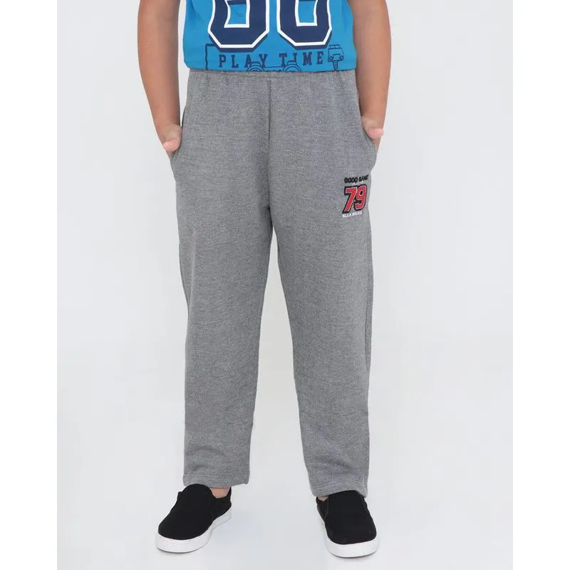 Calça Moletom Infantil Sport Bordada Mescla Cinza 8
