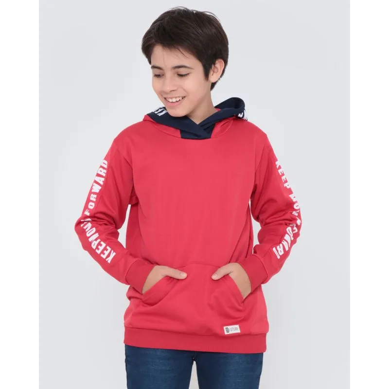 Blusão Juvenil Capuz Estampado Vermelho 16