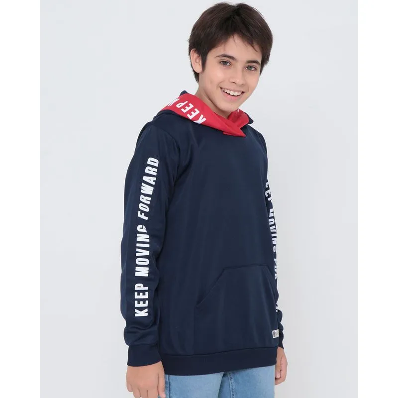 Blusão Juvenil Capuz Estampado Azul Marinho 10
