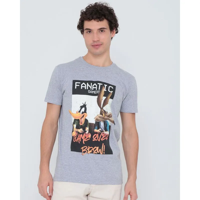 Camiseta Estampa Looney Tunes Gamers Cinza G