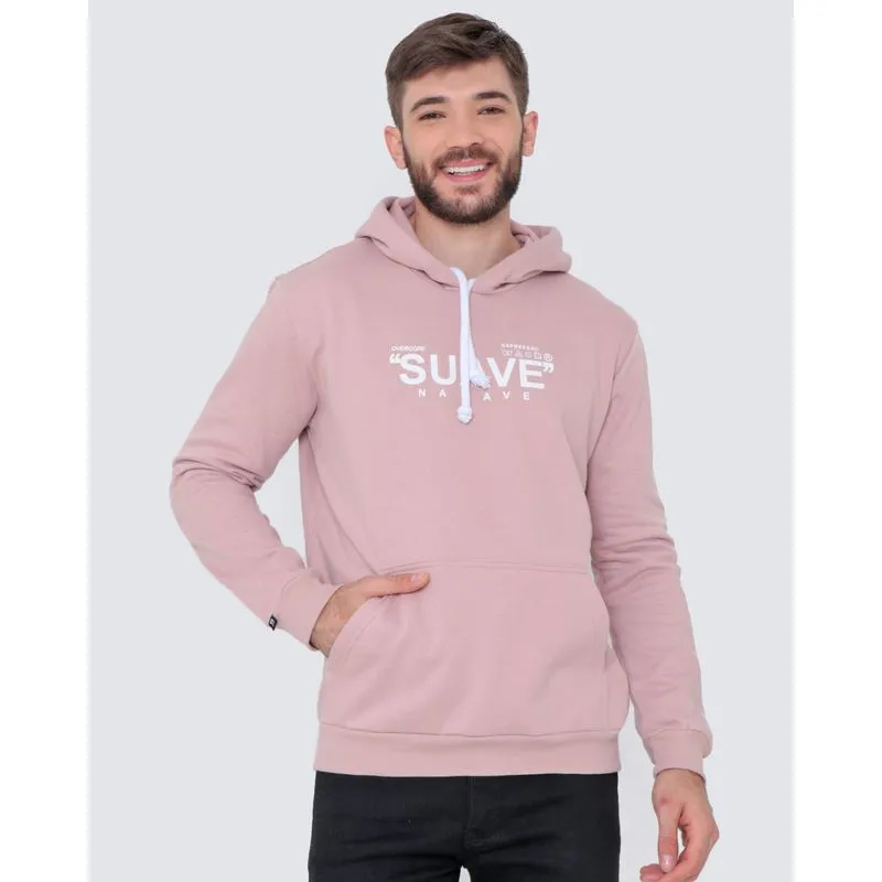 Blusão Moletom Masculino Com Capuz Rosa Claro G