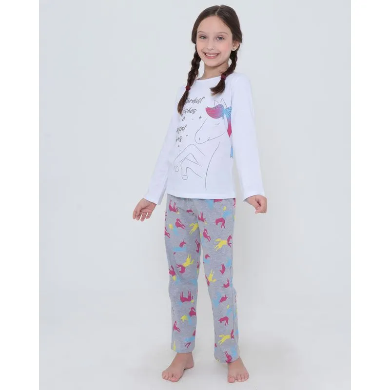 Pijama Infantil Longo Unicórnios Branco 6