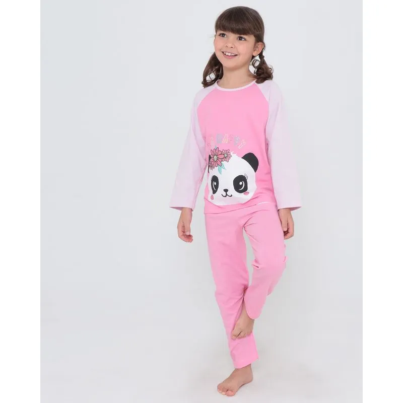 Pijama Infantil Longo Pandas Rosa Claro 10