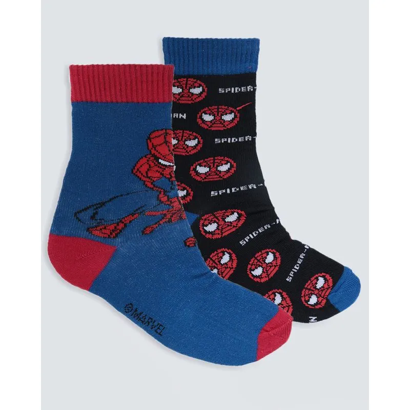 Kit 2 Pares Meia Infantil Homem Aranha Marvel Azul Preta 30 A 33