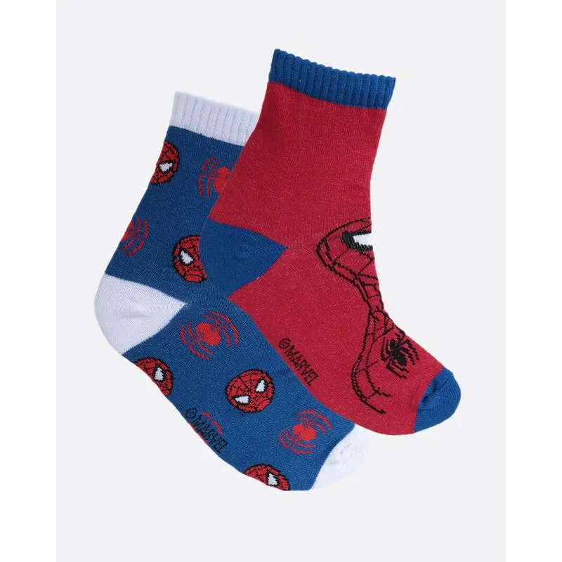 Kit 2 Pares de Meia Infantil Homem Aranha Marvel Azul Vermelha 22 A 25