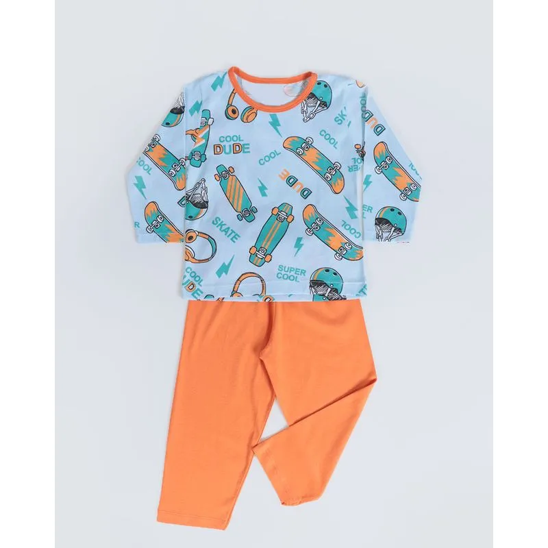 Pijama Bebê Estampa Skate Azul Claro 3