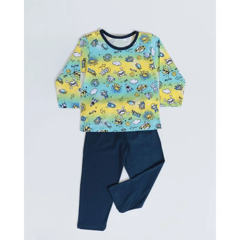 Pijama Bebê Estampa Astronauta Amarelo 3