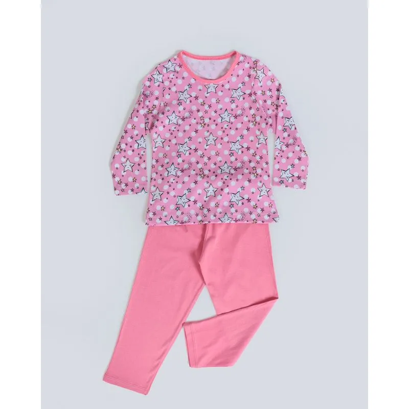 Pijama Bebê Estampa Estrelas Rosa 2