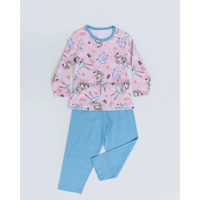 Pijama Bebê Estampa Bailarina Rosa Claro 3