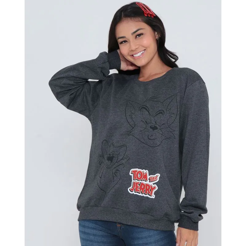 Blusão Moletom Tom e Jerry Looney Tunes Cinza Escuro G