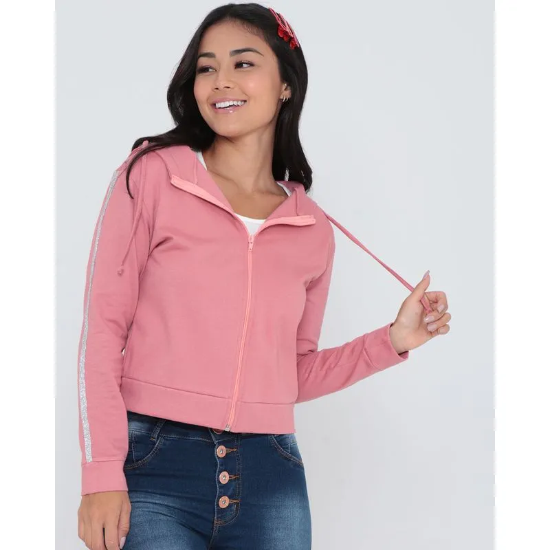 Casaco Moletom Feminino Brilho Rosa G