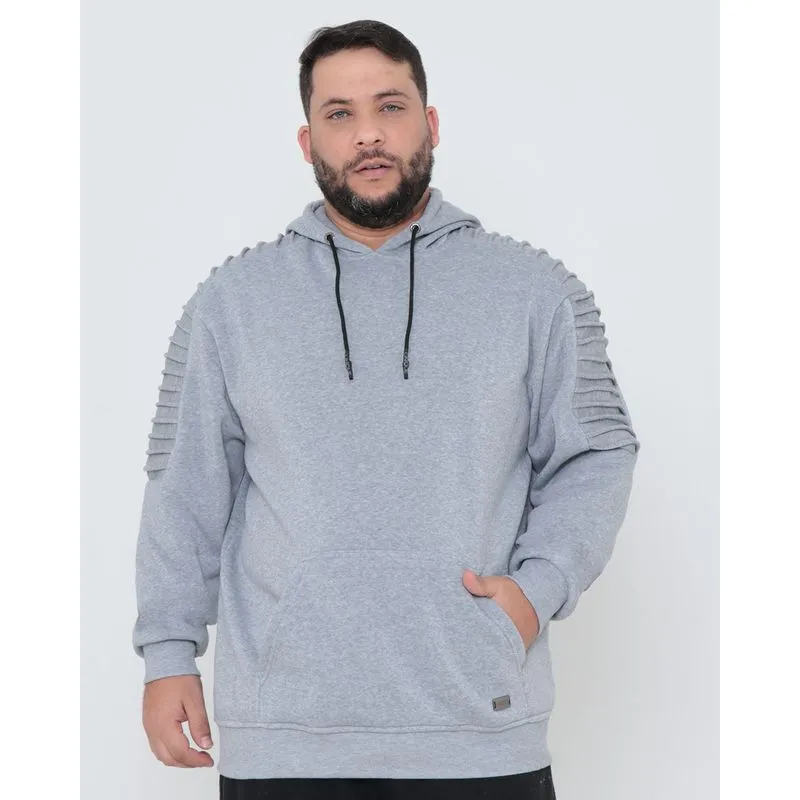 Blusão Moletom Masculino Com Capuz Plus Size Cinza G3