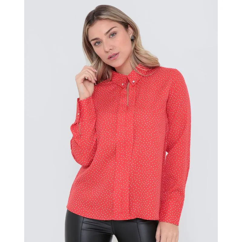 Camisa Feminina Estampa Poá Vermelha G