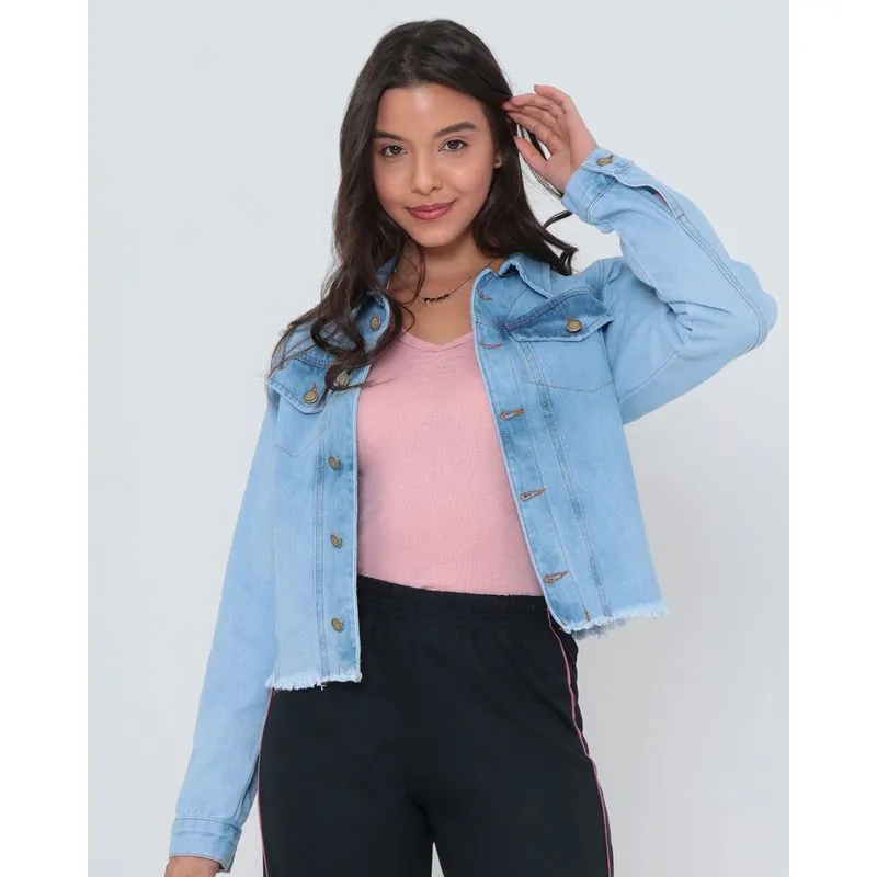 Jaqueta Jeans Feminina Azul Clara G