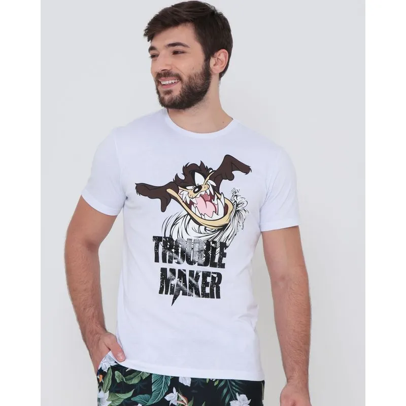 Camiseta Estampa Taz Looney Tunes Branca XGG