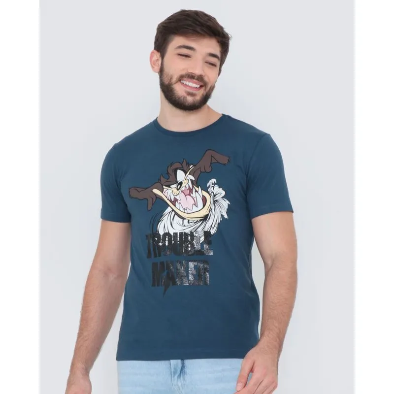 Camiseta Estampa Taz Looney Tunes Azul Marinho M