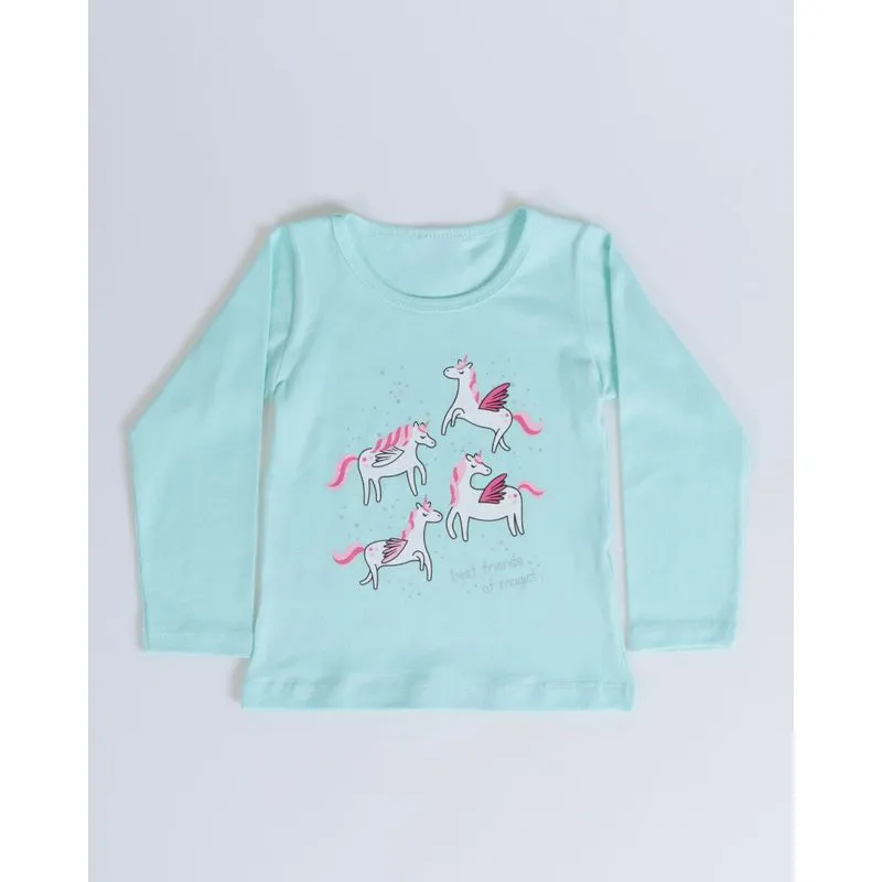 Blusa Bebê Unicórnios Manga Longa Verde 1