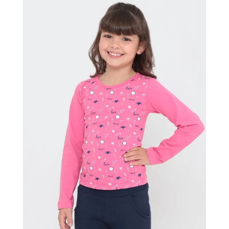 Blusa Infantil Estampa Love Rosa Pink 10