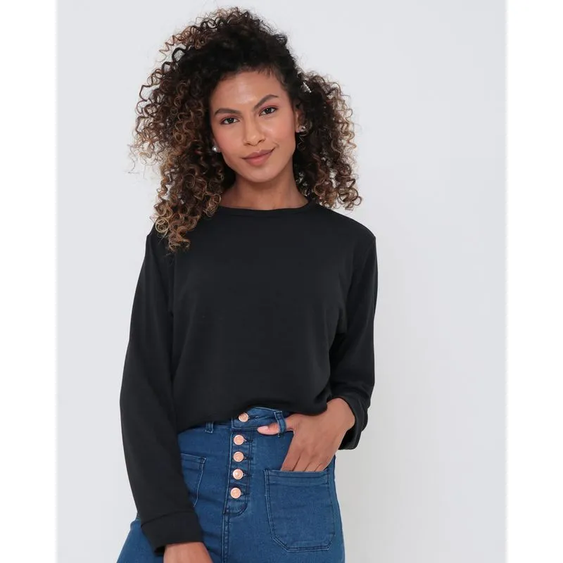 Blusa Cropped Moletinho Fitter Preta M