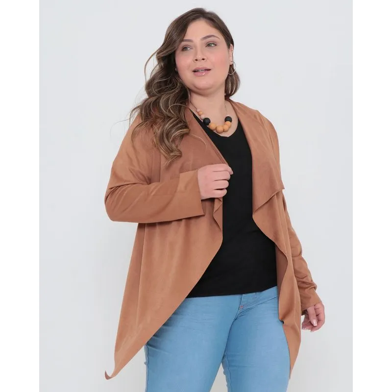 Capa Plus Size Assimétrica Suede Bege G1