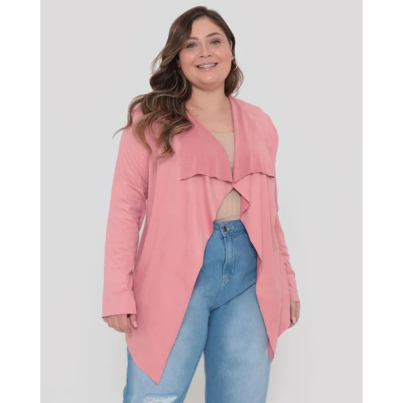 Capa Plus Size Assimétrica Suede Rosa Claro G1