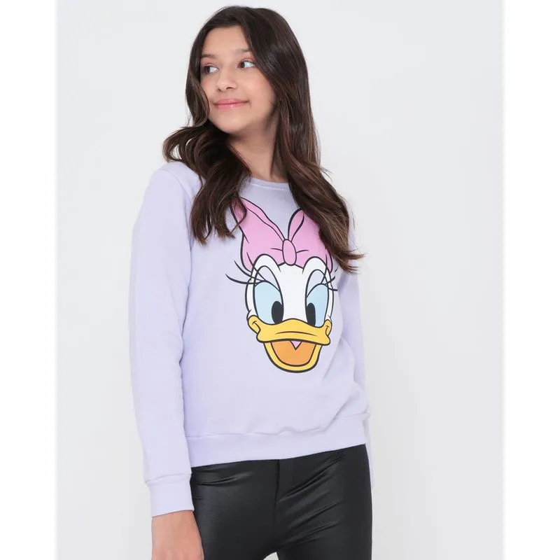 Blusão Moletom Juvenil Margarida Disney Lilás 12