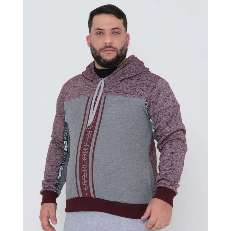 Blusão Moletom Masculino Plus Size Recorte Vinho G2