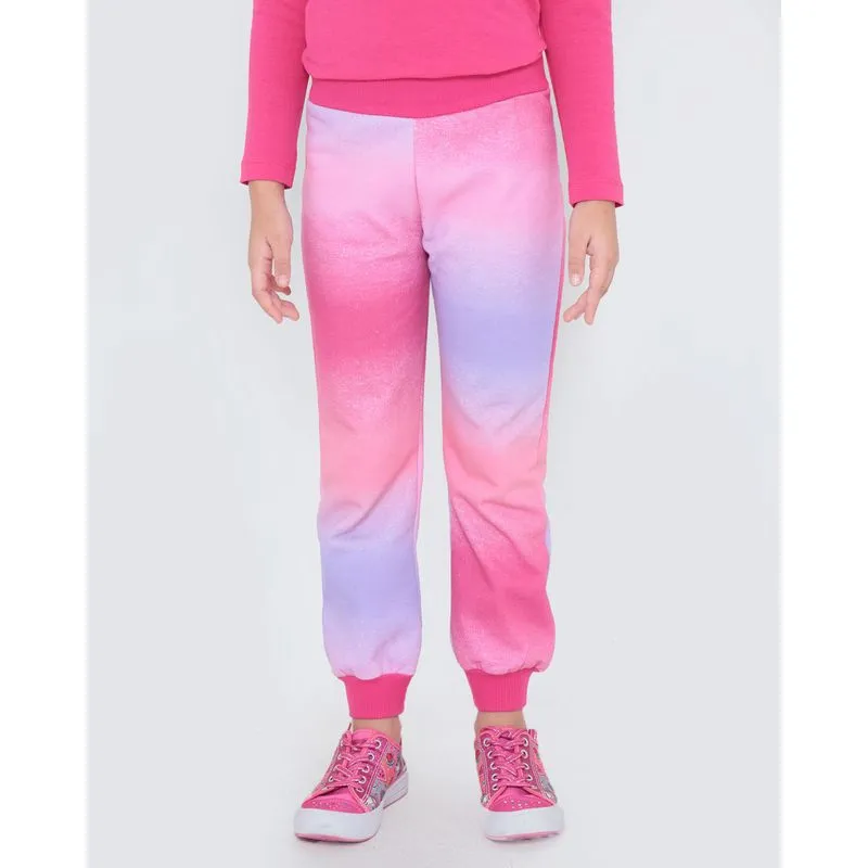 Calça Moletom Infantil Estampa Tie Dye Rosa 6