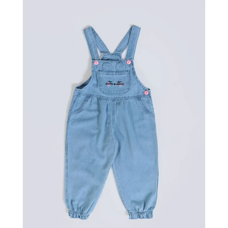 Jardineira Jeans Bebê Coelho Azul Claro P