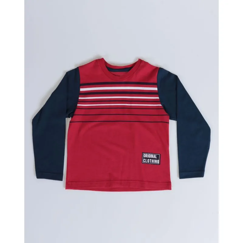 Camiseta Bebê Manga Longa Estampa Listras Vermelha 3