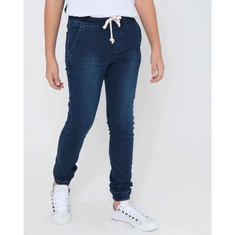Calça Jeans Juvenil Jogger Azul Escuro 16