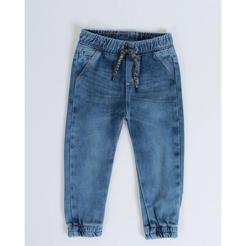 Calça Jeans Bebê Elástico Jogger Azul P