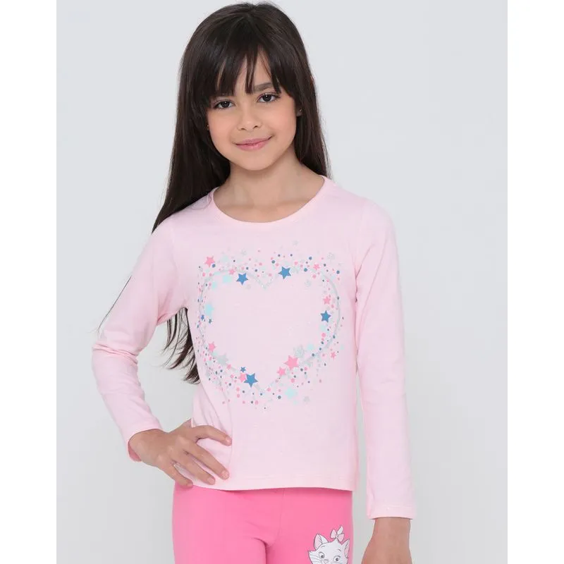 Blusa Infantil Estampa Estrelas Rosa Claro 10