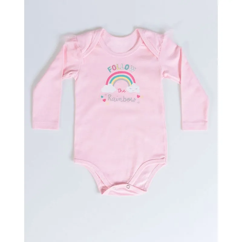 Body Bebê Tule Manga Longa Rosa Claro M