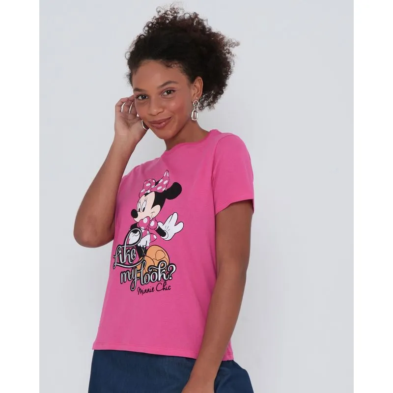 Blusa Estampa Minnie Disney Rosa M