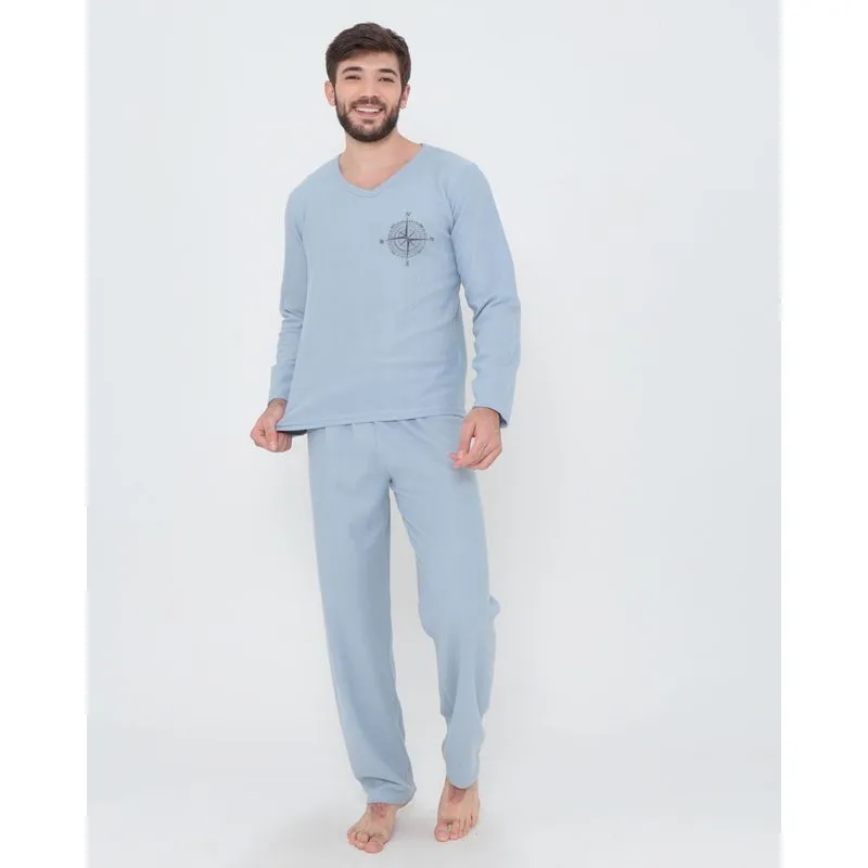 Pijama Masculino Longo Soft Cinza M