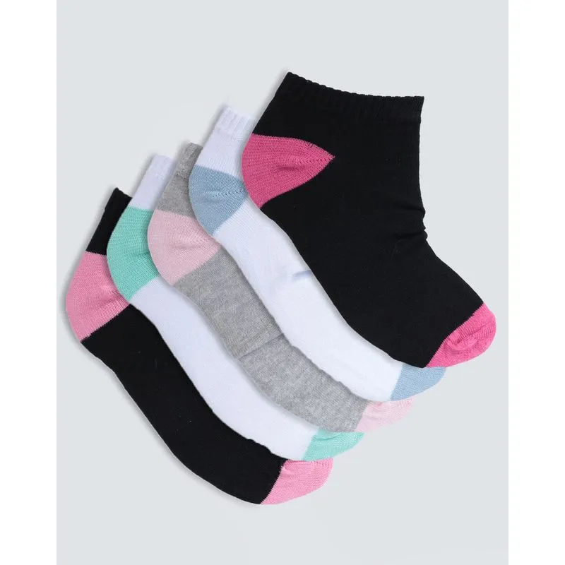 Kit 5 Pares de Meia Feminina Soquete Preta Branca Cinza 34 A 39
