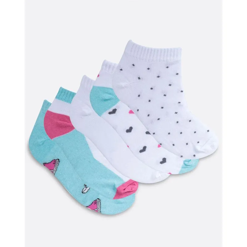 Kit 5 Pares de Meia Feminina Soquete Preta Branca Azul 34 A 39