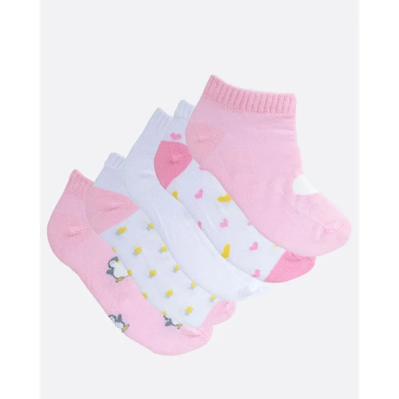 Kit 5 Pares de Meia Feminina Soquete Preta Branca Rosa 34 A 39
