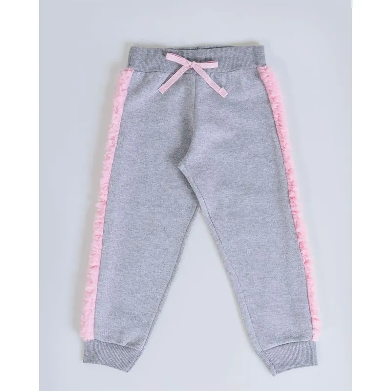 Calça Moletom Bebê Jogger Pelúcia Mescla Cinza Claro 1