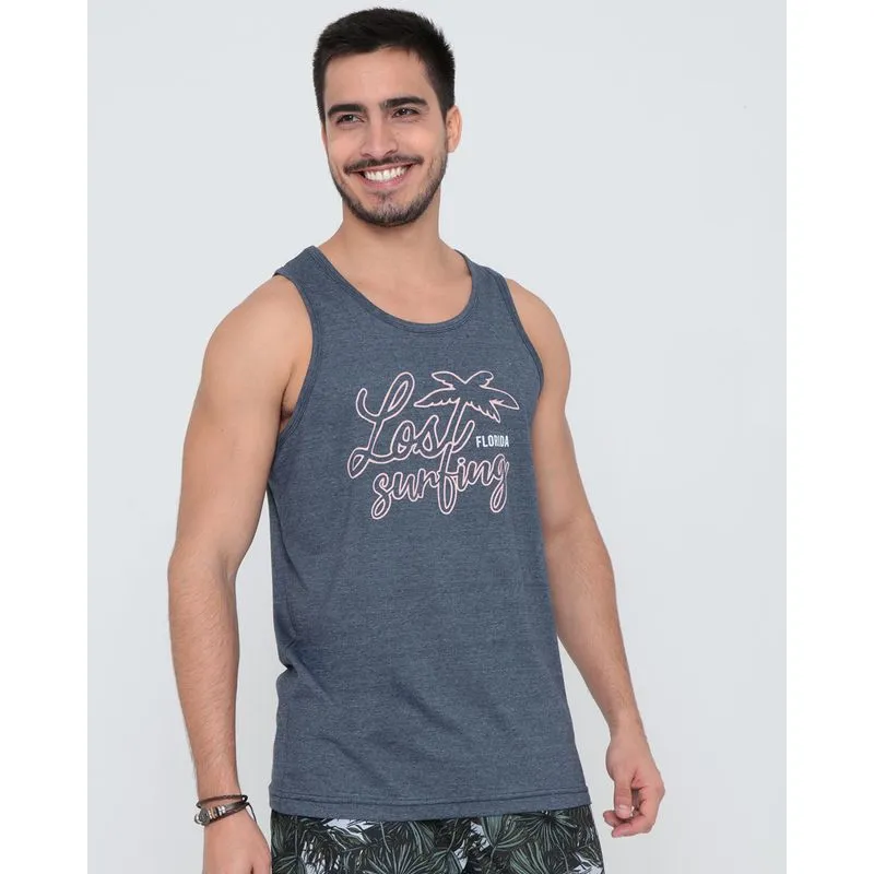 Regata Masculina Surf Estampa Frontal Cinza Escuro GG