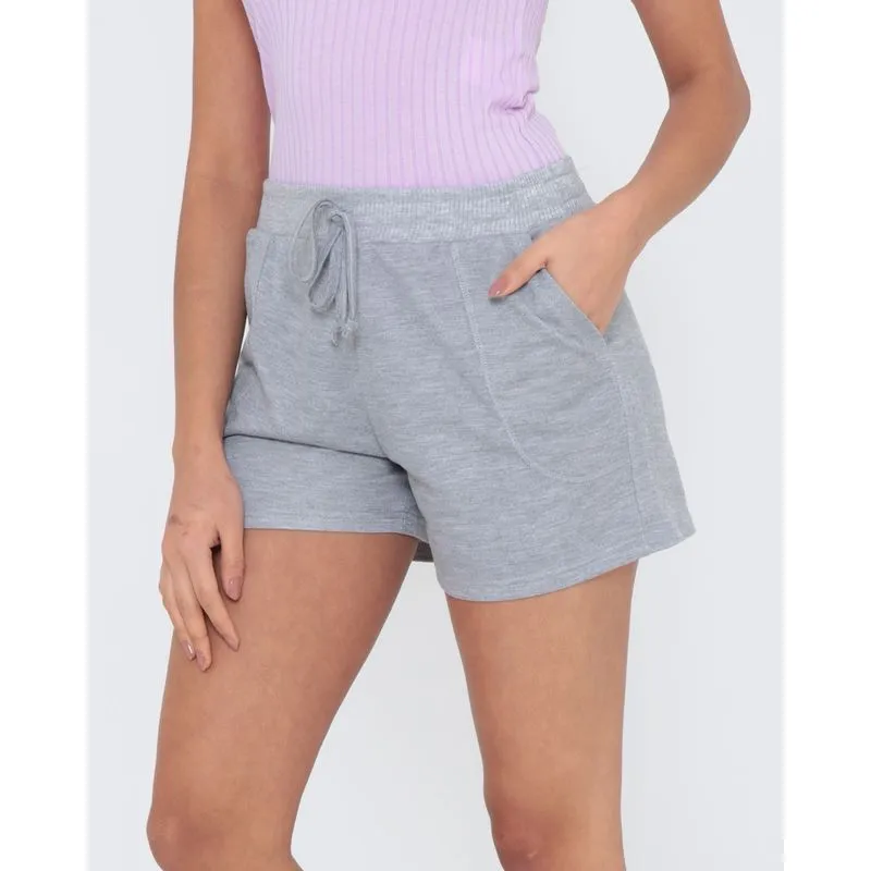 Short Feminino de Moletinho Cinza Claro P